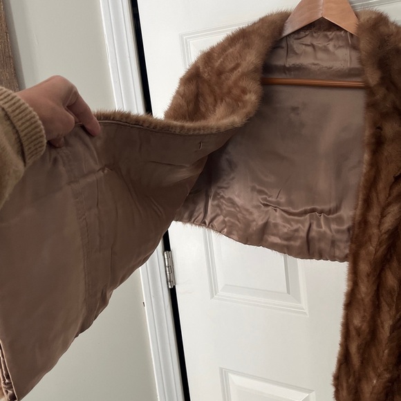 Mink Stole medium golden Brown Fur Shawl Wrap - Picture 5 of 7